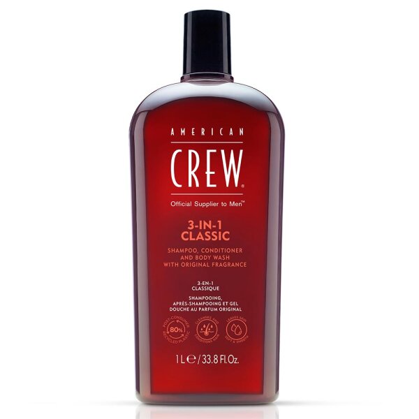 American Crew 3-in-1 Classic Shampoo, Conditioner & Body Wash, 1000ml